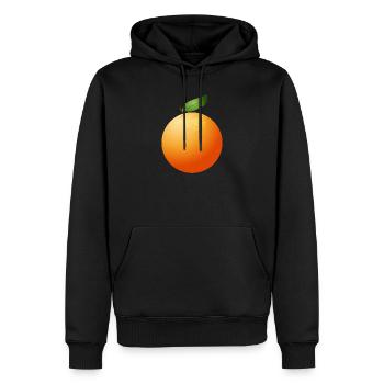 große saftige Orange mit Blatt - Männer Premium Bio Hoodie - Schwarz - Vorne - Nico (187cm)