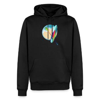 Planche de pagaie debout allongée sur la plage - Sweat à capuche Premium bio Homme - noir - Devant - Nico (187cm)