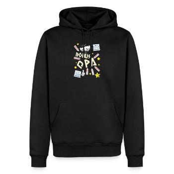Bonusopa - Männer Premium Bio Hoodie - Schwarz - Vorne - Nico (187cm)