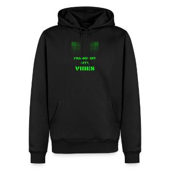 Frankfurt City Vibes - Disco, Techno, Party, Club - Männer Premium Bio Hoodie - Schwarz - Vorne - Nico (187cm)