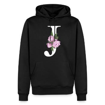 J - Männer Premium Bio Hoodie - Schwarz - Vorne - Nico (187cm)