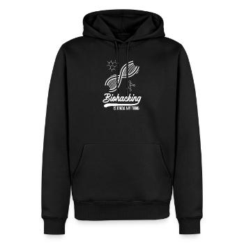 Le biohacking, c'est un peu mon truc. - Sweat à capuche Premium bio Homme - noir - Devant - Nico (187cm)