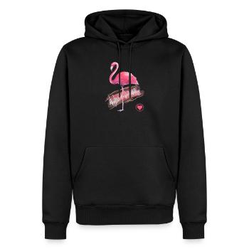 Wunderprächtig - Flamingo pink - Wortschätze - Männer Premium Bio Hoodie - Schwarz - Vorne - Nico (187cm)