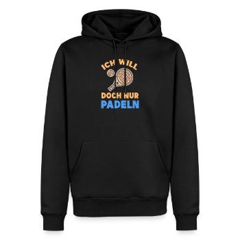 Déclaration du tournoi de raquette du joueur Balles de sport - Sweat à capuche Premium bio Homme - noir - Devant - Nico (187cm)