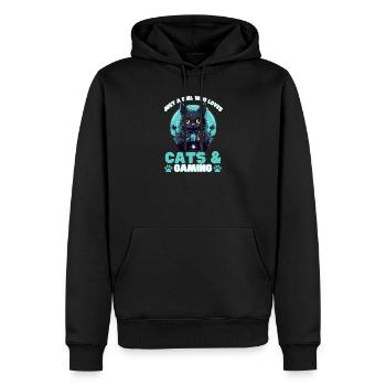 Gamer Girl Cat Cats & Gaming - Sweat à capuche Premium bio Homme - noir - Devant - Nico (187cm)