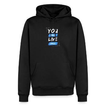 YOLO - You Only Live Once / ONE LIVE - Männer Premium Bio Hoodie - Schwarz - Vorne - Nico (187cm)