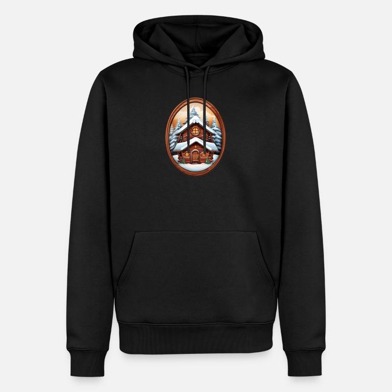 Cabane en bois, maison de Noël - Sweat à capuche Premium bio Homme - noir