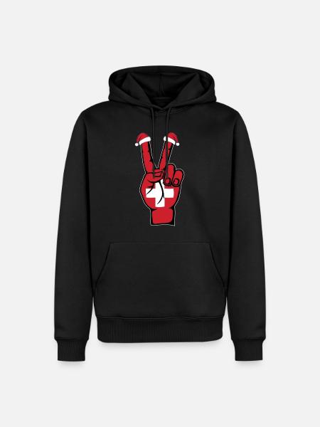 Schweiz Flagge Weihnachten Peace Symbol - Männer Premium Bio Hoodie - Schwarz