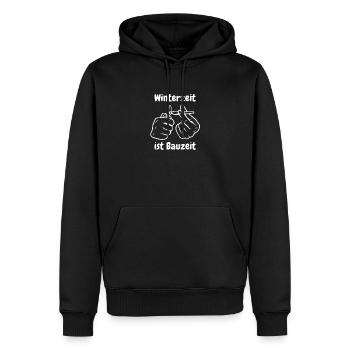 Winterzeit ist Bauzeit - Männer Premium Bio Hoodie - Schwarz - Vorne - Nico (187cm)