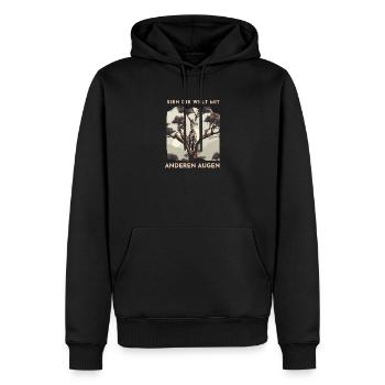 Giraffenblick im Baumdschungel - Männer Premium Bio Hoodie - Schwarz - Vorne - Nico (187cm)