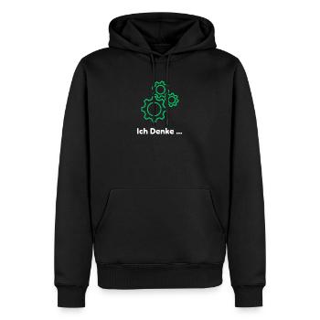 Denkende Zahnräder Design - Männer Premium Bio Hoodie - Schwarz - Vorne - Nico (187cm)