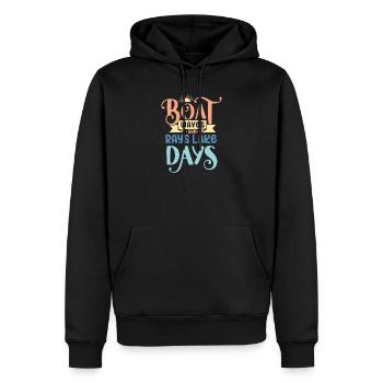 Bateau Vagues Soleil Rayons Lac Jours - Sweat à capuche Premium bio Homme - noir - Devant - Nico (187cm)