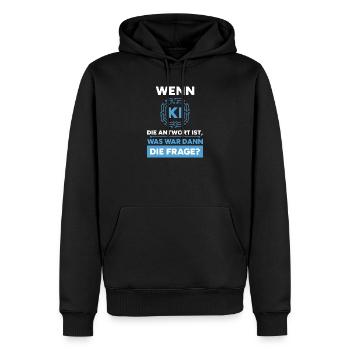 Intelligence artificielle Question Réponse Dire - Sweat à capuche Premium bio Homme - noir - Devant - Nico (187cm)
