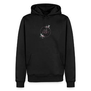 Team Bride Rosa Kreis Blumen schlicht - Männer Premium Bio Hoodie - Schwarz - Vorne - Nico (187cm)