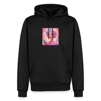 Portrait de femme rétro avec cheveux pastel - Sweat à capuche Premium bio Homme - noir - Devant - Nico (187cm)