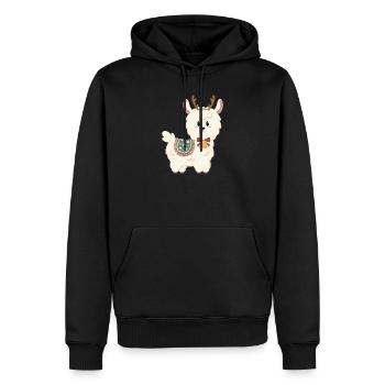 Alpaga blanc pour Noël - Sweat à capuche Premium bio Homme - noir - Devant - Nico (187cm)