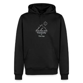 Ruhe auf höchstem Niveau, Slow Living - Männer Premium Bio Hoodie - Schwarz - Vorne - Nico (187cm)