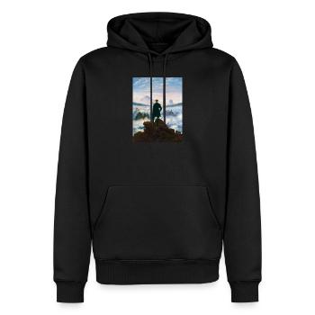 Vagabond au-dessus de la mer de brouillard Caspar David Friedrich - Sweat à capuche Premium bio Homme - noir - Devant - Nico (187cm)
