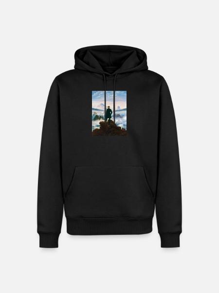 Wanderer über dem Nebelmeer Caspar David Friedrich - Männer Premium Bio Hoodie - Schwarz