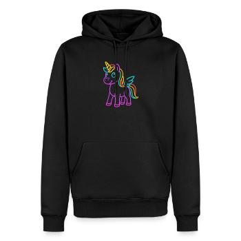 Süßes Pegasus Einhorn | Neon Design Fantasymotiv - Männer Premium Bio Hoodie - Schwarz - Vorne - Nico (187cm)