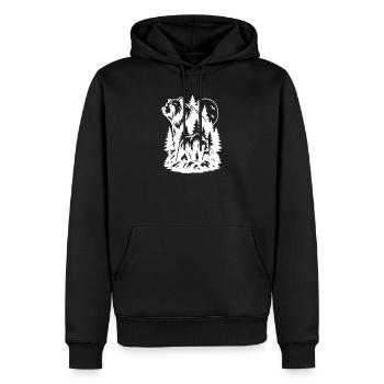 Majestueuse silhouette d’ours de forêt et de lion - Sweat à capuche Premium bio Homme - noir - Devant - Nico (187cm)