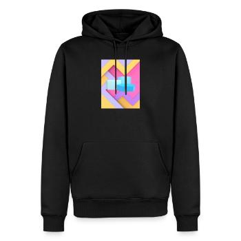 Pastellfarbenes geometrisches Pod-Design - Männer Premium Bio Hoodie - Schwarz - Vorne - Nico (187cm)