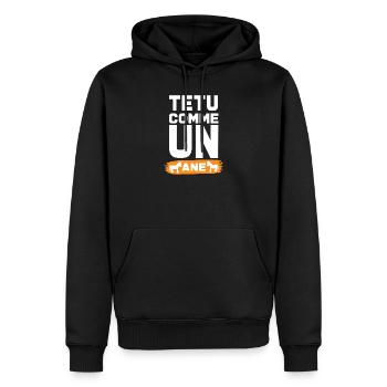 TEXT WIE EIN ESEL - Männer Premium Bio Hoodie - Schwarz - Vorne - Nico (187cm)