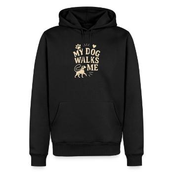 Mein Hund geht mit mir spazieren, Tierliebhaber-Design - Männer Premium Bio Hoodie - Schwarz - Vorne - Nico (187cm)