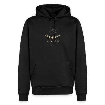 Phases de la lune et étoiles avec texte de l'enfant Lune. - Sweat à capuche Premium bio Homme - noir - Devant - Nico (187cm)