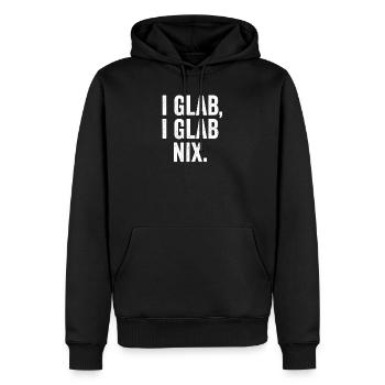 I GLAB I GLAB NIX Typo Design - Männer Premium Bio Hoodie - Schwarz - Vorne - Nico (187cm)