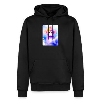Petit singe (portrait) (aquarelle violette) - Sweat à capuche Premium bio Homme - noir - Devant - Nico (187cm)