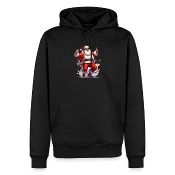Weihnachtsmann tanzt zur Rock-Musik - Männer Premium Bio Hoodie - Schwarz - Vorne - Nico (187cm)