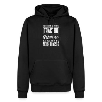 J’ai déjà conduit un tracteur, espèce de liquide - Sweat à capuche Premium bio Homme - noir - Devant - Nico (187cm)