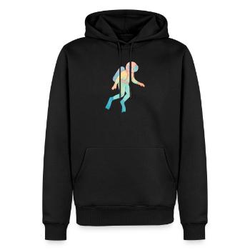 Vintage Aquarell Tiefseetaucher - Männer Premium Bio Hoodie - Schwarz - Vorne - Nico (187cm)