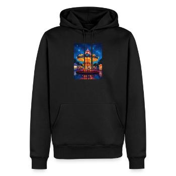 Carrousel nocturne sous la lueur des lumières - Sweat à capuche Premium bio Homme - noir - Devant - Nico (187cm)