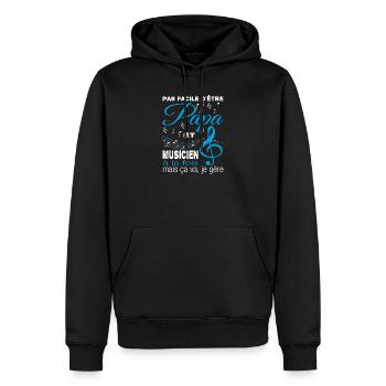 Pas facile d’être papa et musicien à la fois - Sweat à capuche Premium bio Homme - noir - Devant - Nico (187cm)