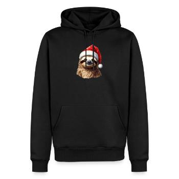 Paresseux en chapeau de Père Noël adapté à Noël - Sweat à capuche Premium bio Homme - noir - Devant - Nico (187cm)