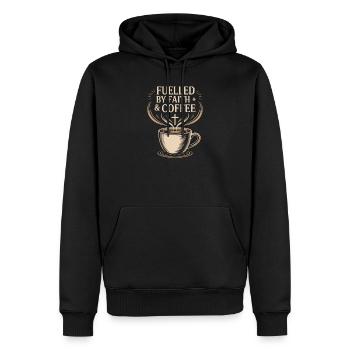 Alimenté par la foi et le café Glaube Kaffee Kreuz - Sweat à capuche Premium bio Homme - noir - Devant - Nico (187cm)