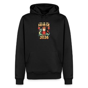 Nouvel An chinois du cheval 2026 - Sweat à capuche Premium bio Homme - noir - Devant - Nico (187cm)