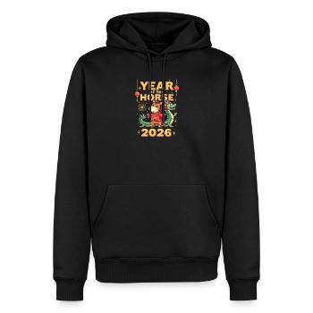 Chinese New Year Of The Horse 2026 - Männer Premium Bio Hoodie - Schwarz - Vorne - Nico (187cm)