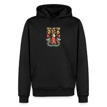 Nouvel An chinois du cheval 2026 - Sweat à capuche Premium bio Homme - noir - Devant - Nico (187cm)