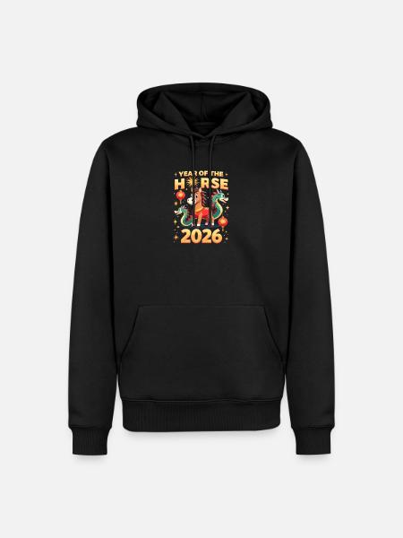 Nouvel An chinois du cheval 2026 - Sweat à capuche Premium bio Homme - noir
