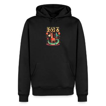 Nouvel An chinois du cheval 2026 - Sweat à capuche Premium bio Homme - noir - Devant - Nico (187cm)