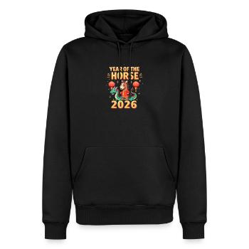 Nouvel An chinois du cheval 2026 - Sweat à capuche Premium bio Homme - noir - Devant - Nico (187cm)