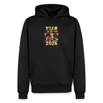 Nouvel An chinois du cheval 2026 - Sweat à capuche Premium bio Homme - noir - Devant - Nico (187cm)