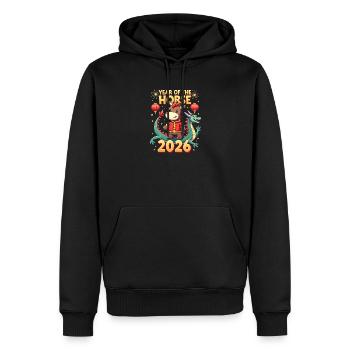 Nouvel An chinois du cheval 2026 - Sweat à capuche Premium bio Homme - noir - Devant - Nico (187cm)