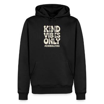Freundliche Vibes beenden nur Mobbing - Männer Premium Bio Hoodie - Schwarz - Vorne - Nico (187cm)