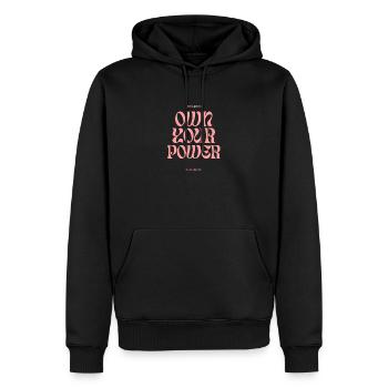Own your Power - Männer Premium Bio Hoodie - Schwarz - Vorne - Nico (187cm)