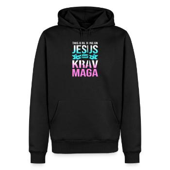 Krav Maga - Sweat à capuche Premium bio Homme - noir - Devant - Nico (187cm)