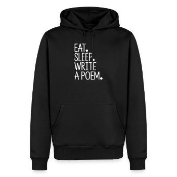 Mange, dors, écris un poème - Sweat à capuche Premium bio Homme - noir - Devant - Nico (187cm)